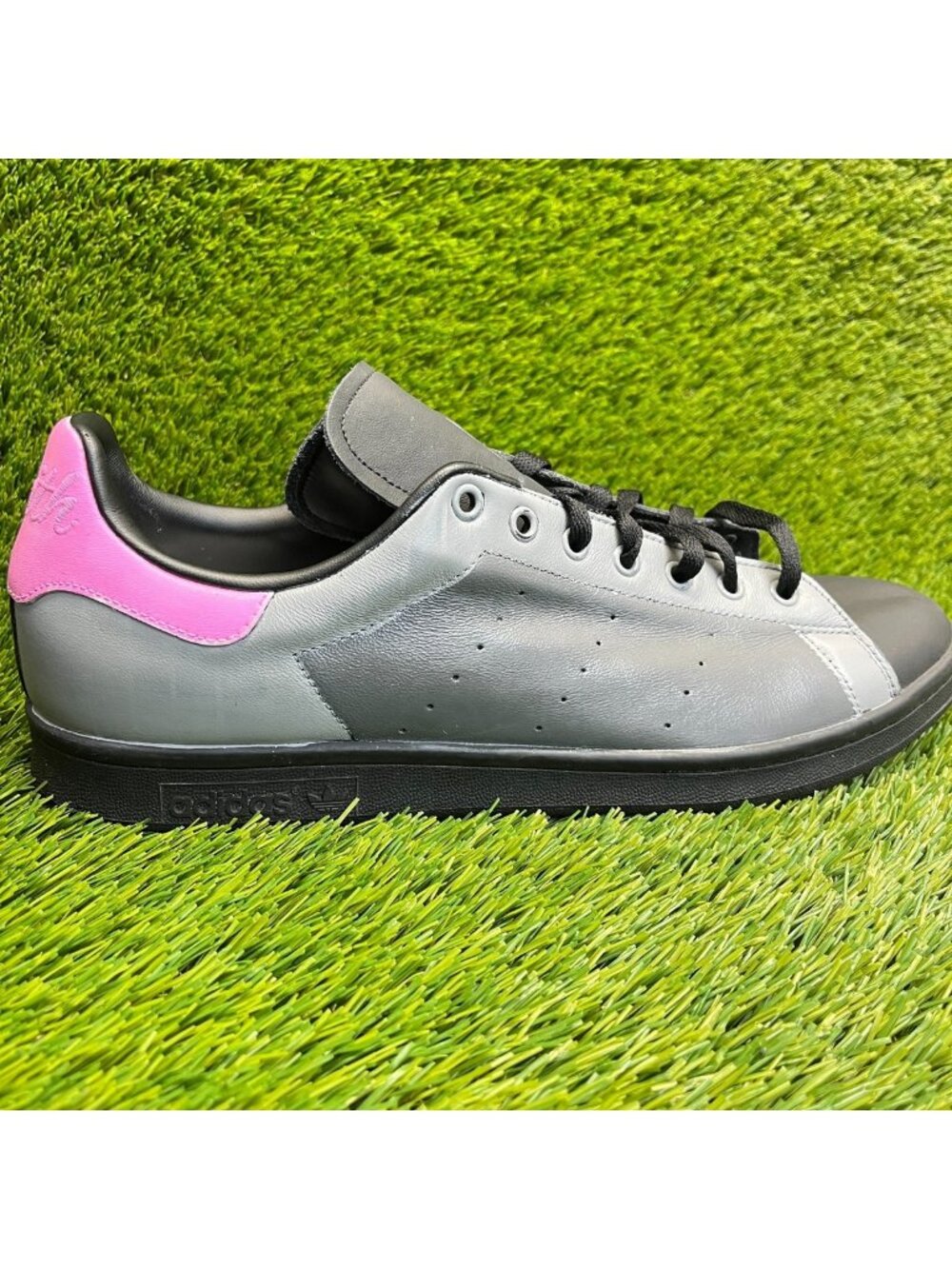 Adidas Stan Smith Mens Size 13 Black Gray Pink Athletic Leather Shoes Sneakers